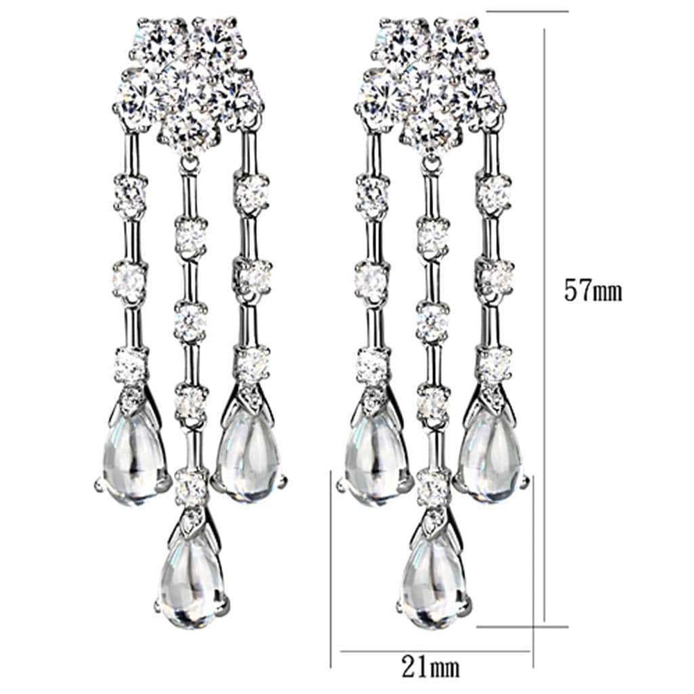 Alamode Rhodium Brass Jewelry Sets with AAA Grade CZ in Clear - Alamode - Flyclothing LLC
