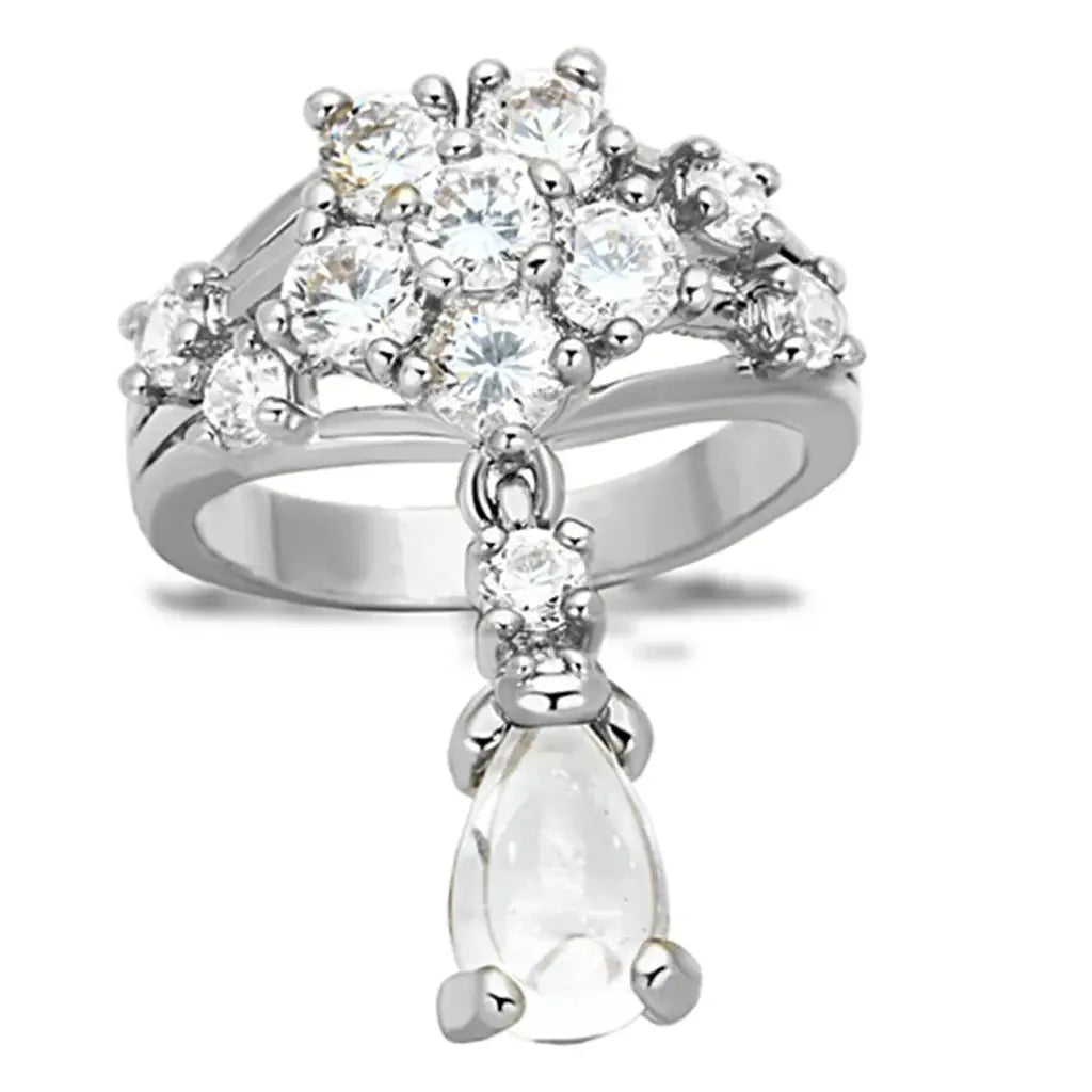 Alamode Rhodium Brass Jewelry Sets with AAA Grade CZ in Clear - Alamode - Flyclothing LLC