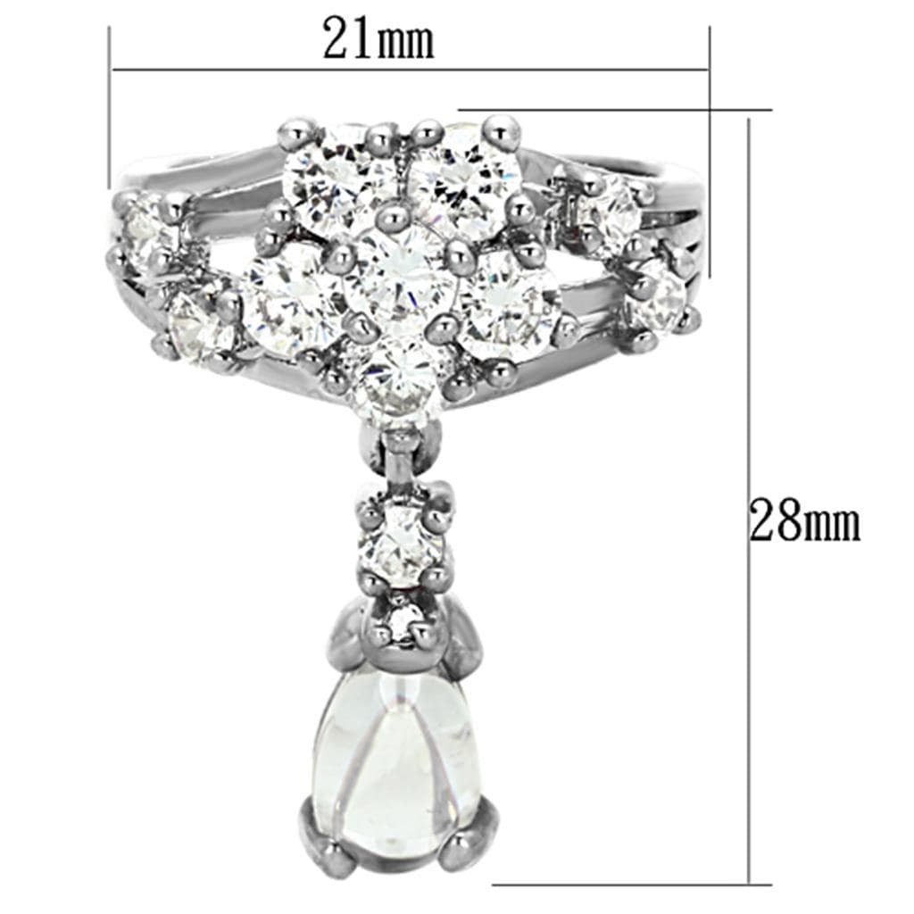 Alamode Rhodium Brass Jewelry Sets with AAA Grade CZ in Clear - Alamode