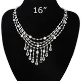 Alamode Rhodium Brass Jewelry Sets with AAA Grade CZ in Clear - Alamode - Flyclothing LLC