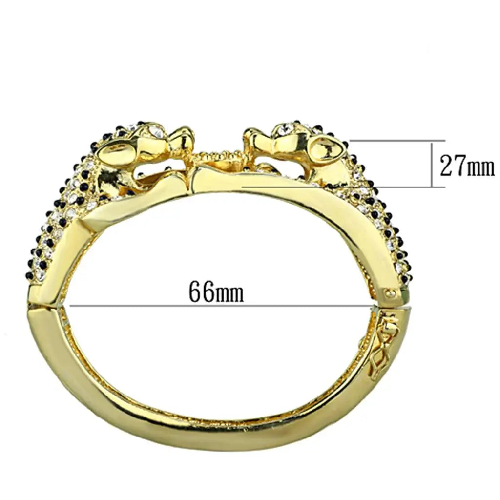 Alamode Gold Brass Bangle with Top Grade Crystal in Clear - Alamode - Flyclothing LLC