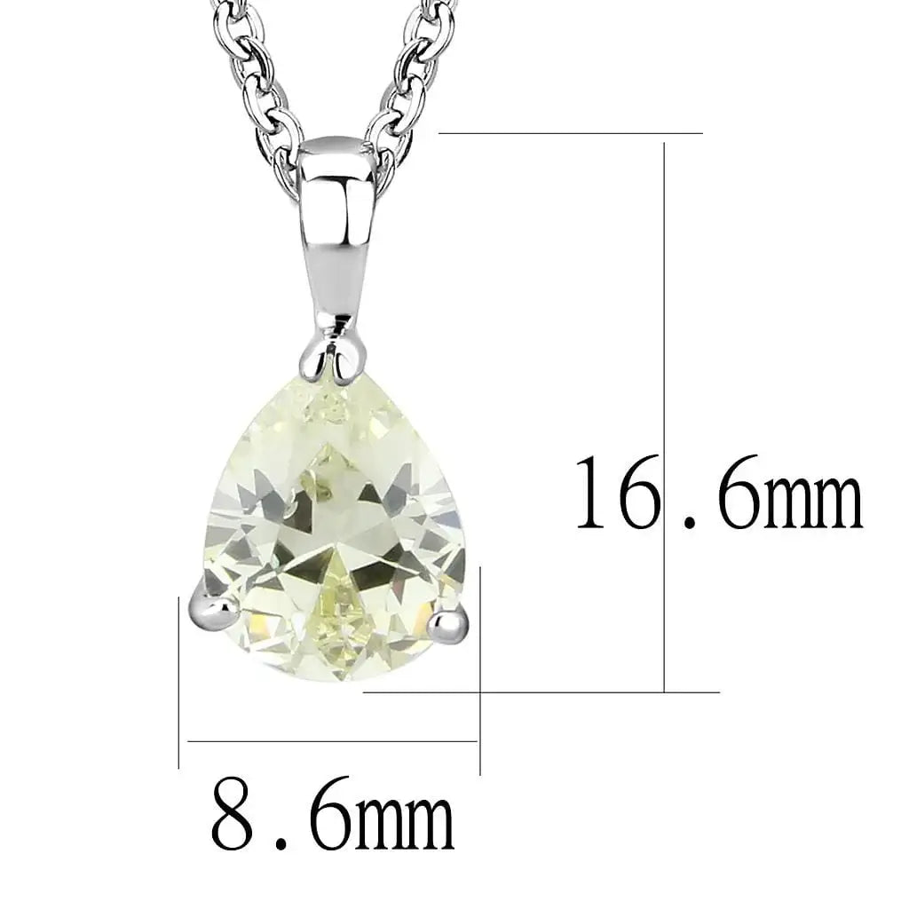 Alamode Rhodium Brass Chain Pendant with AAA Grade CZ in Citrine Yellow - Alamode - Flyclothing LLC