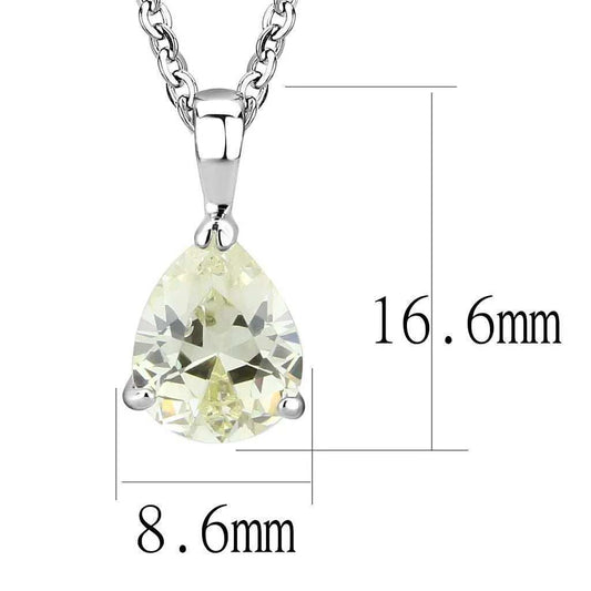 Alamode Rhodium Brass Chain Pendant with AAA Grade CZ in Citrine Yellow - Alamode - Flyclothing LLC