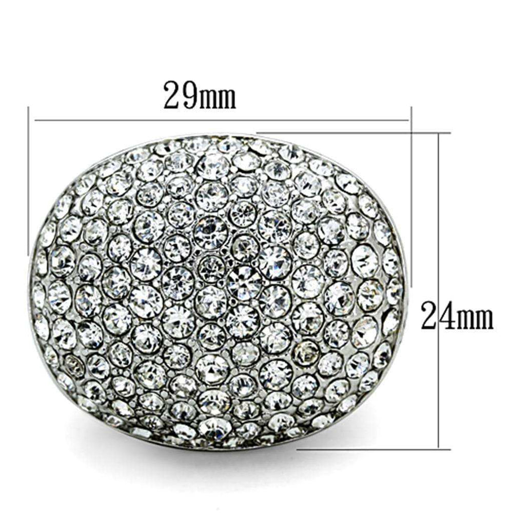 Alamode Rhodium Brass Ring with Top Grade Crystal in Clear - Alamode - Flyclothing LLC