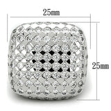Alamode Rhodium Brass Ring with AAA Grade CZ in Clear - Alamode - Flyclothing LLC