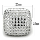 Alamode Rhodium Brass Ring with AAA Grade CZ in Clear - Alamode