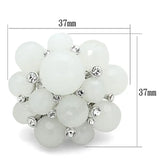 Alamode Rhodium Brass Ring with Synthetic Synthetic Glass in White - Alamode - Flyclothing LLC