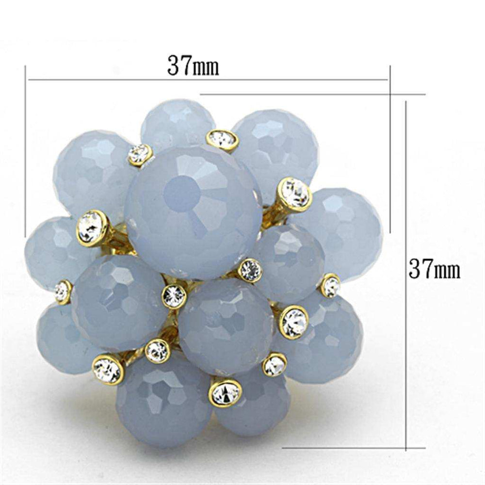 Alamode Gold Brass Ring with Synthetic Synthetic Glass in Gray - Alamode - Flyclothing LLC