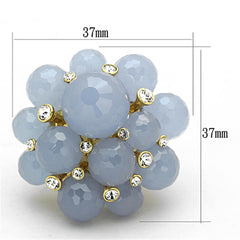 Alamode Gold Brass Ring with Synthetic Synthetic Glass in Gray - Alamode