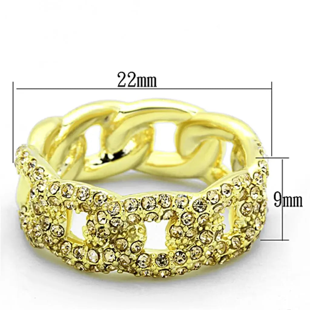 Alamode Gold Brass Ring with Top Grade Crystal in Light Smoked - Alamode - Flyclothing LLC