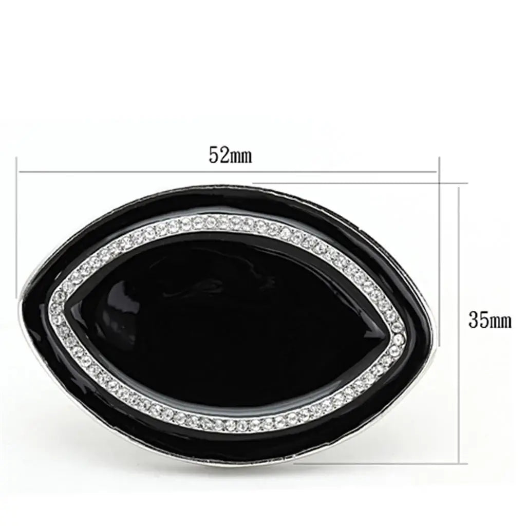 Alamode Rhodium Brass Ring with Top Grade Crystal in Clear - Alamode - Flyclothing LLC