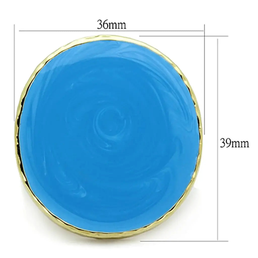 Alamode Gold Brass Ring with Epoxy in Sea Blue - Alamode - Flyclothing LLC