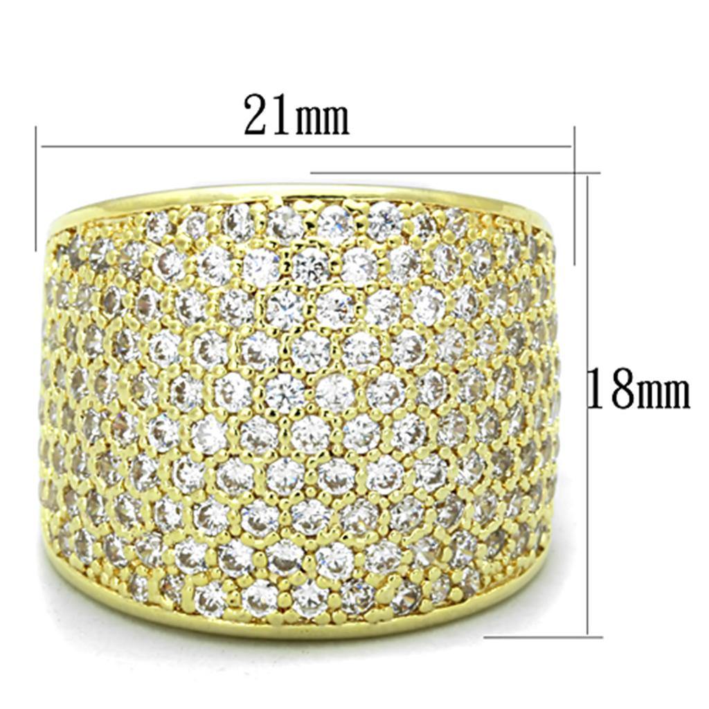 Alamode Gold Brass Ring with AAA Grade CZ in Clear - Alamode
