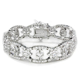 Alamode Rhodium Brass Jewelry Sets with AAA Grade CZ in Clear - Alamode