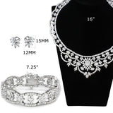 Alamode Rhodium Brass Jewelry Sets with AAA Grade CZ in Clear - Alamode