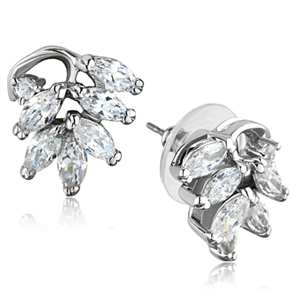 Alamode Rhodium Brass Jewelry Sets with AAA Grade CZ in Clear - Alamode - Flyclothing LLC
