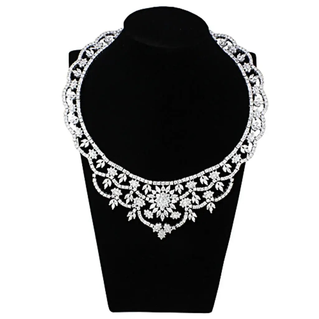 Alamode Rhodium Brass Jewelry Sets with AAA Grade CZ in Clear - Alamode - Flyclothing LLC