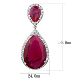 Alamode Rhodium Brass Earrings with AAA Grade CZ in Ruby - Alamode