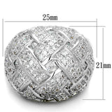 Alamode Rhodium Brass Ring with AAA Grade CZ in Clear - Alamode - Flyclothing LLC