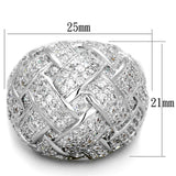 Alamode Rhodium Brass Ring with AAA Grade CZ in Clear - Alamode