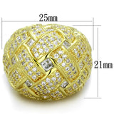 Alamode Gold Brass Ring with AAA Grade CZ in Clear - Alamode - Flyclothing LLC