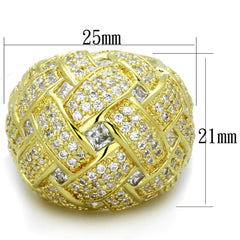 Alamode Gold Brass Ring with AAA Grade CZ in Clear - Alamode