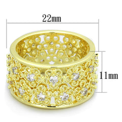 Alamode Gold Brass Ring with AAA Grade CZ in Clear - Alamode