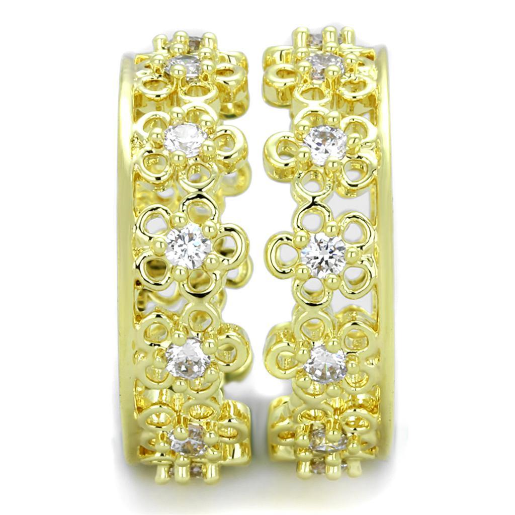 Alamode Gold Brass Ring with AAA Grade CZ in Clear - Alamode
