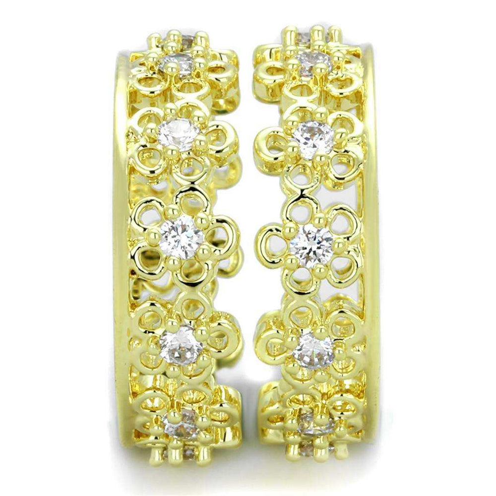 Alamode Gold Brass Ring with AAA Grade CZ in Clear - Alamode - Flyclothing LLC