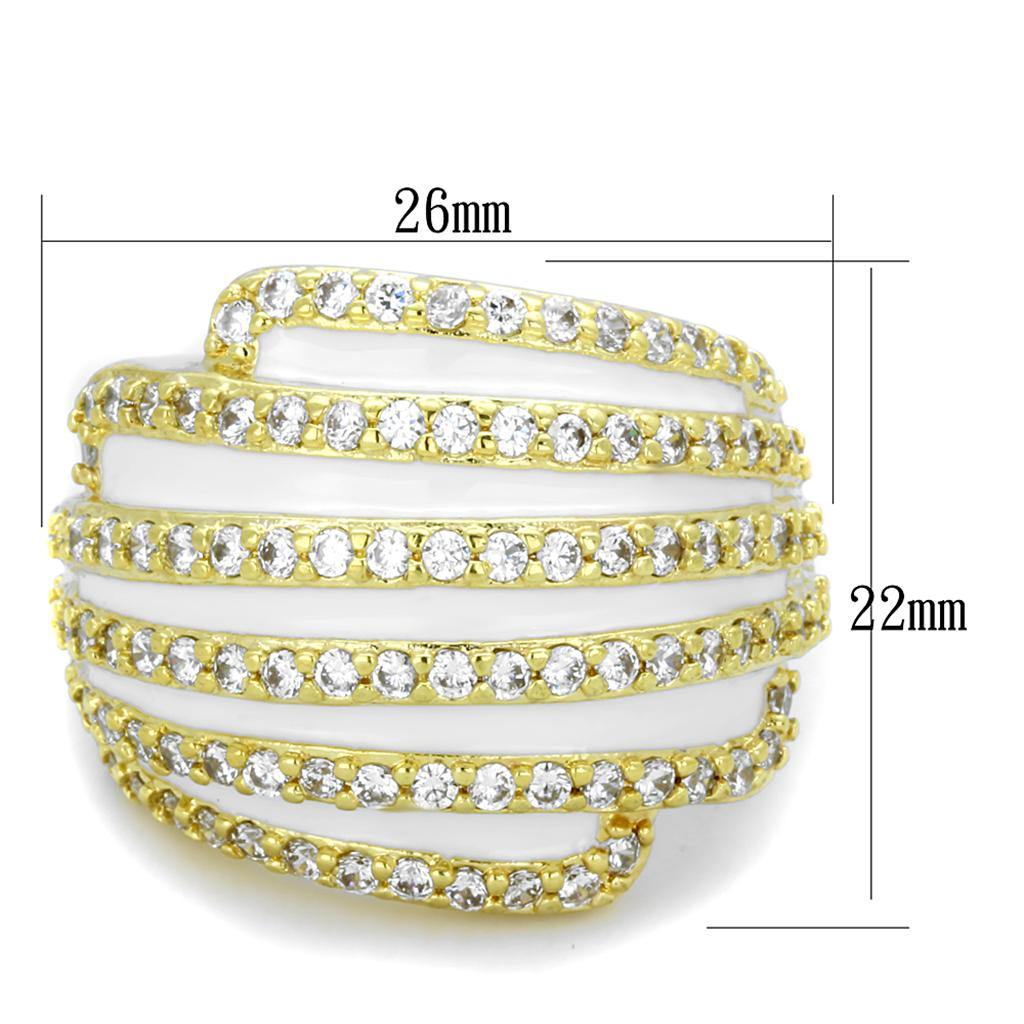Alamode Gold Brass Ring with AAA Grade CZ in Clear - Alamode
