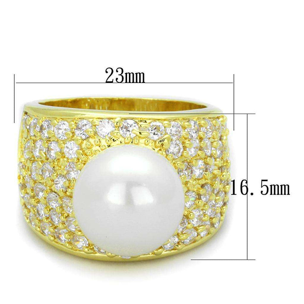 Alamode Gold Brass Ring with Synthetic Pearl in White - Alamode - Flyclothing LLC