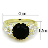 Alamode Gold Brass Ring with Synthetic Synthetic Glass in Jet - Alamode - Flyclothing LLC
