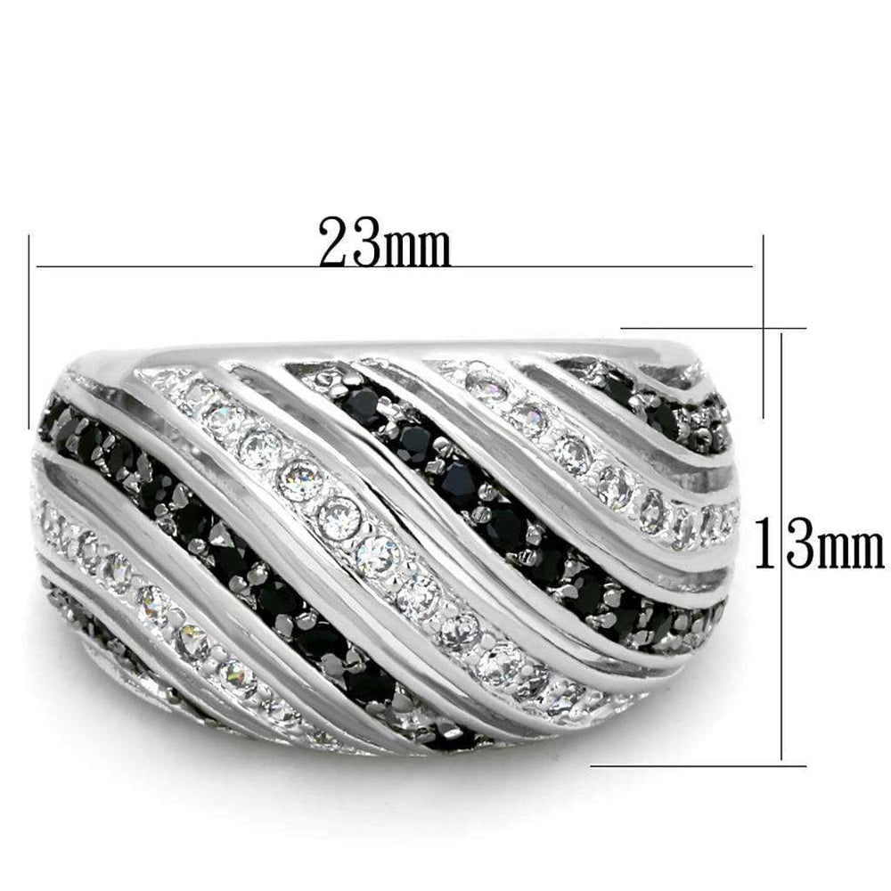 Alamode Rhodium + Ruthenium Brass Ring with AAA Grade CZ in Black Diamond - Alamode - Flyclothing LLC