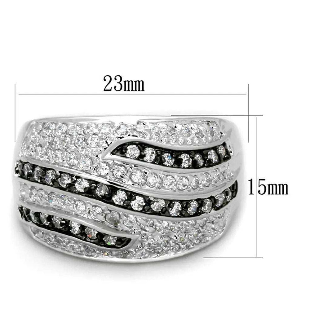 Alamode Rhodium + Ruthenium Brass Ring with AAA Grade CZ in Clear - Alamode - Flyclothing LLC