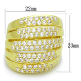 Alamode Gold Brass Ring with AAA Grade CZ in Clear - Alamode - Flyclothing LLC