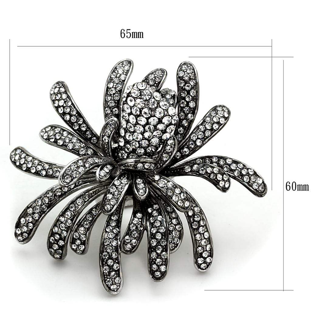 Alamode Rhodium Brass Ring with Top Grade Crystal in Clear - Alamode - Flyclothing LLC