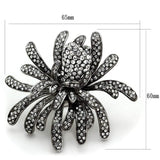 Alamode Rhodium Brass Ring with Top Grade Crystal in Clear - Alamode - Flyclothing LLC