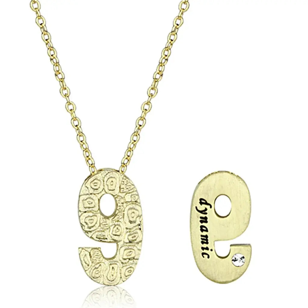 Alamode Flash Gold Brass Chain Pendant with Top Grade Crystal in Clear - Alamode - Flyclothing LLC