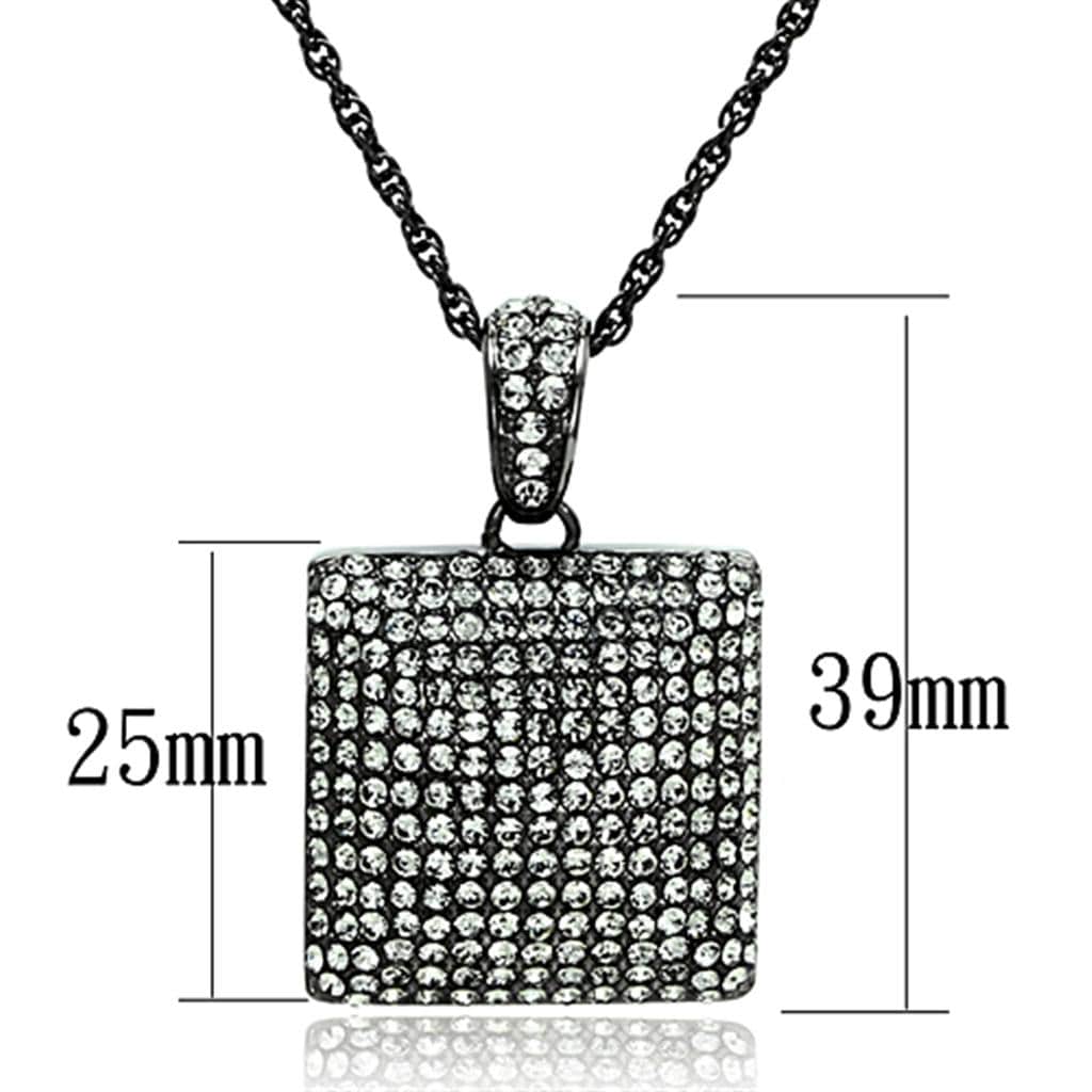 Alamode TIN Cobalt Black Brass Chain Pendant with Top Grade Crystal in Black Diamond - Alamode - Flyclothing LLC