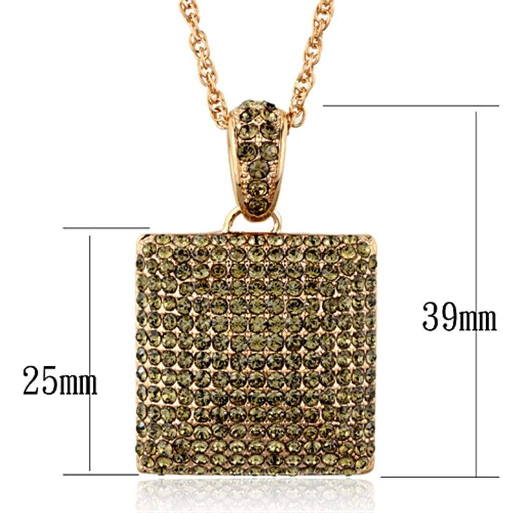 Alamode Rose Gold Brass Chain Pendant with Top Grade Crystal in Smoked Quartz - Alamode - Flyclothing LLC