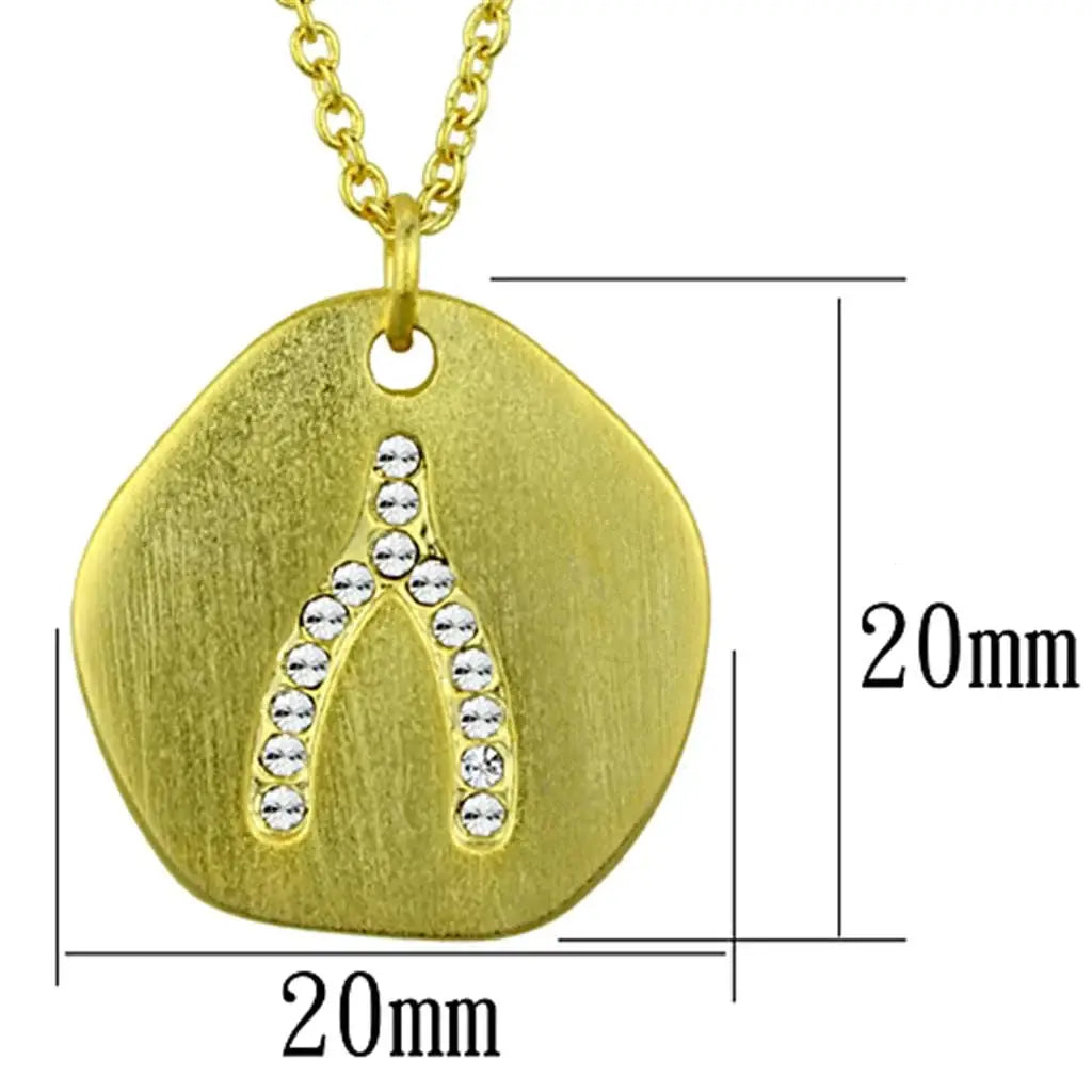 Alamode Gold & Brush Brass Chain Pendant with Top Grade Crystal in Clear - Alamode - Flyclothing LLC