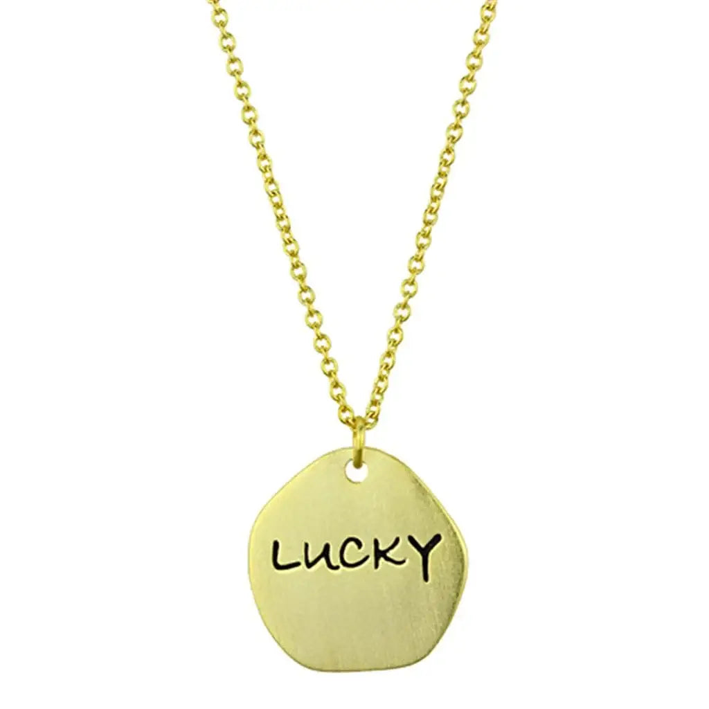 Alamode Gold & Brush Brass Chain Pendant with Top Grade Crystal in Clear - Alamode - Flyclothing LLC