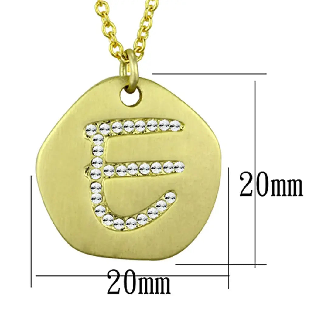 Alamode Gold Brass Chain Pendant with Top Grade Crystal in Clear - Alamode - Flyclothing LLC