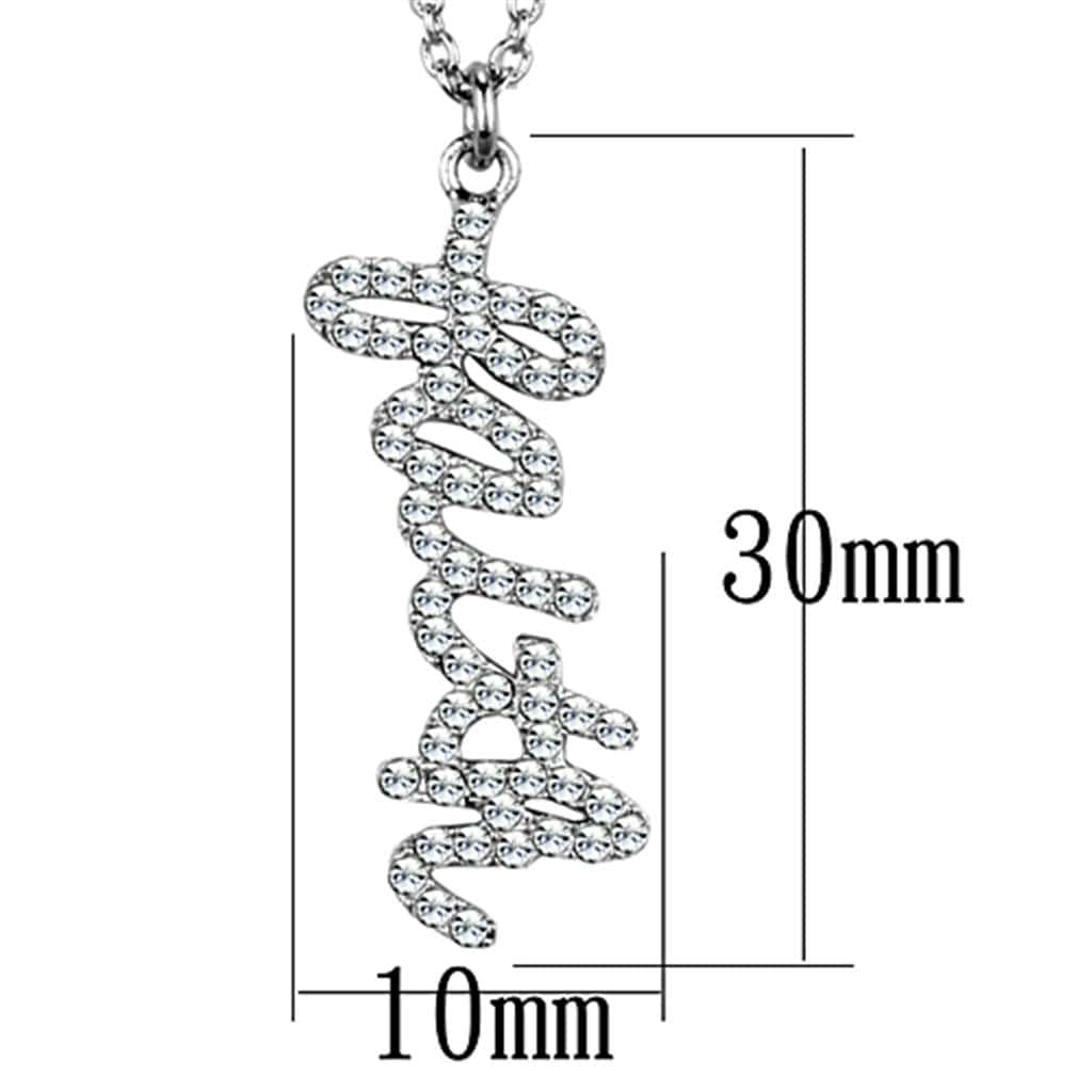Alamode Rhodium Brass Chain Pendant with Top Grade Crystal in Clear - Alamode - Flyclothing LLC