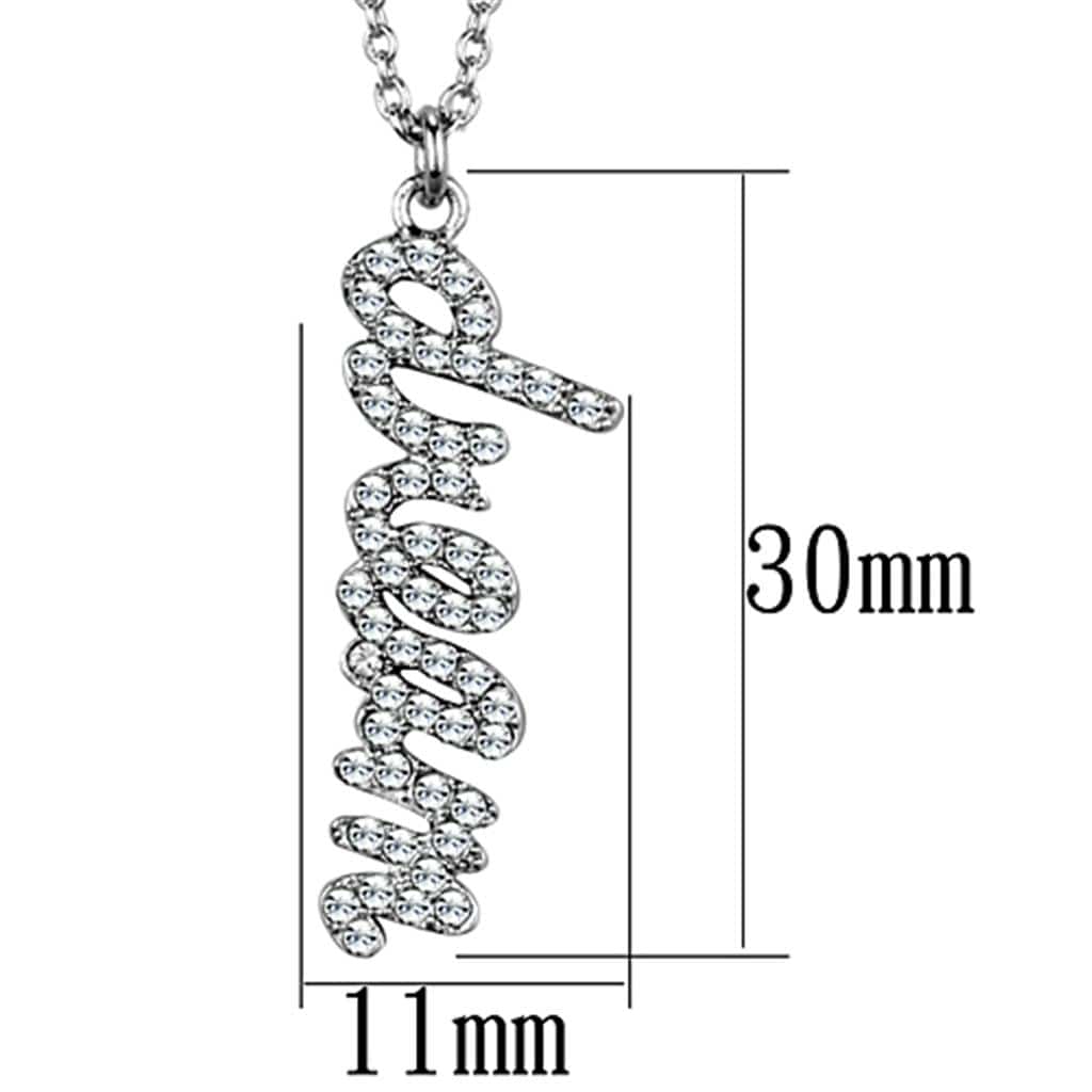 Alamode Rhodium Brass Chain Pendant with Top Grade Crystal in Clear - Alamode - Flyclothing LLC