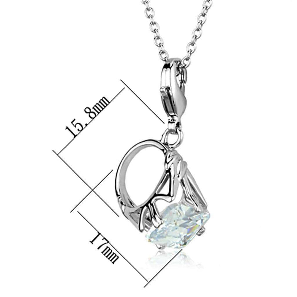 Alamode Rhodium Brass Pendant with AAA Grade CZ in Clear - Alamode - Flyclothing LLC