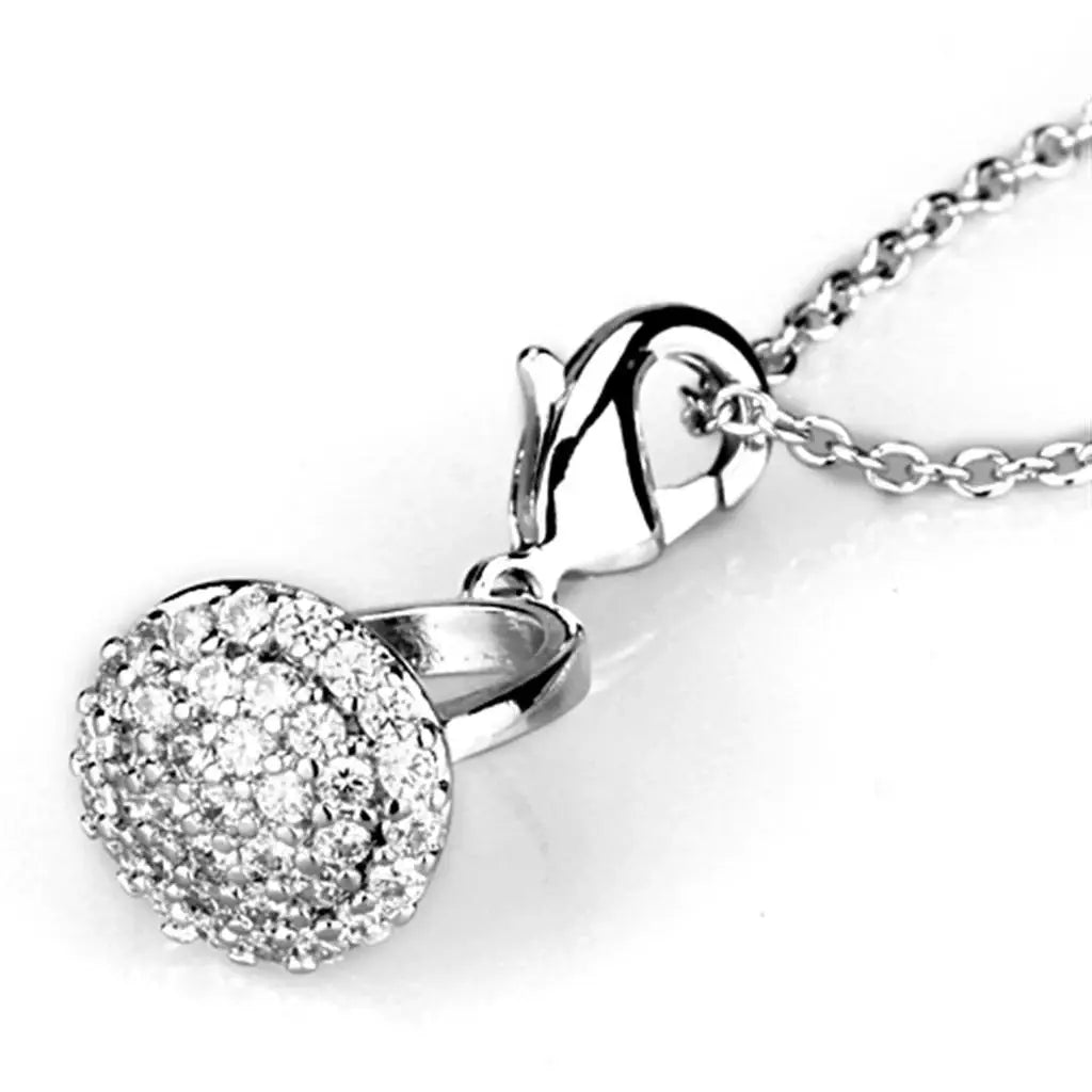Alamode Rhodium Brass Pendant with AAA Grade CZ in Clear - Alamode - Flyclothing LLC