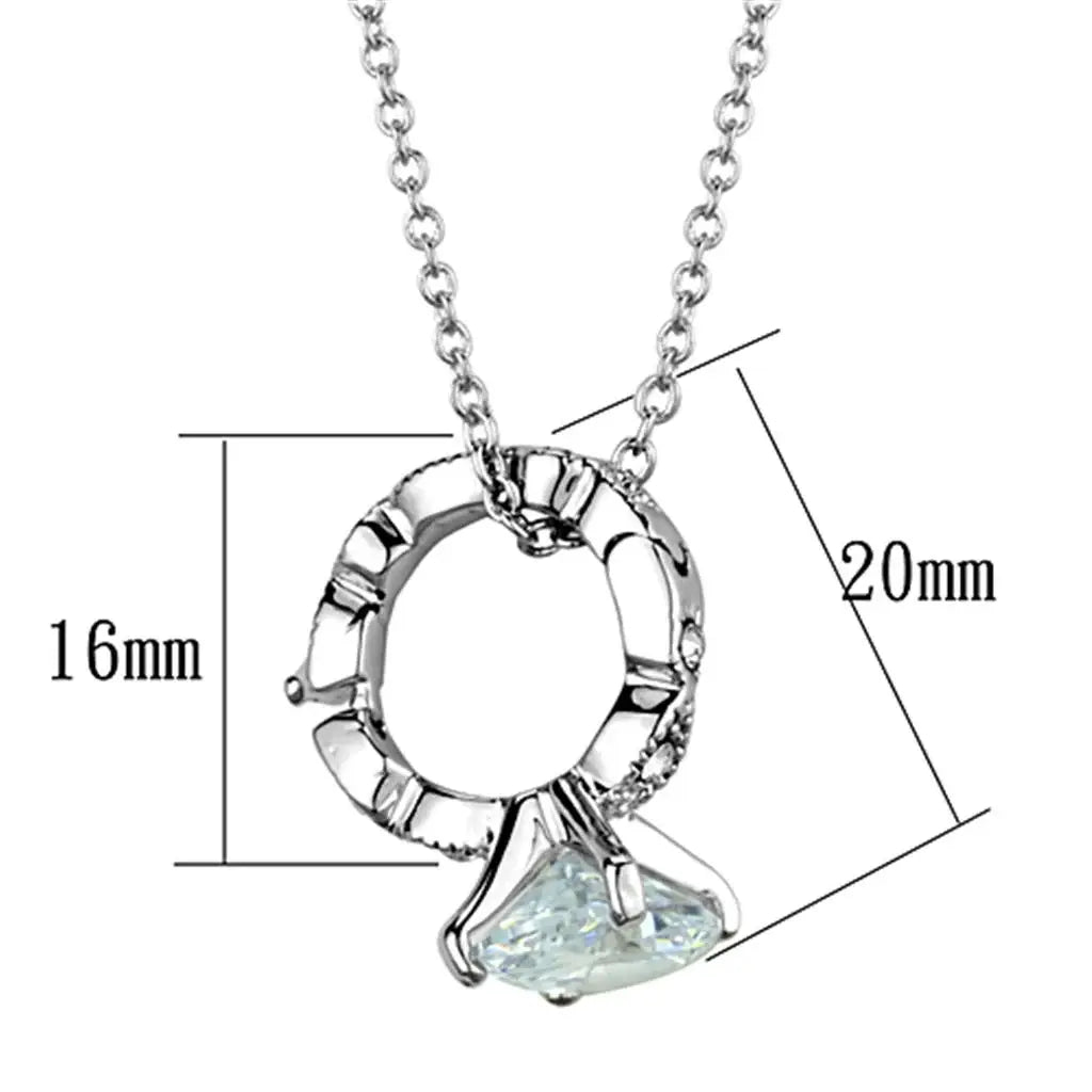 Alamode Rhodium Brass Pendant with AAA Grade CZ in Clear - Alamode - Flyclothing LLC