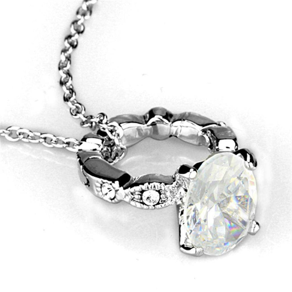 Alamode Rhodium Brass Pendant with AAA Grade CZ in Clear - Alamode - Flyclothing LLC