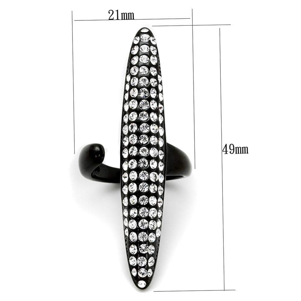 Alamode IP Black(Ion Plating) Stainless Steel Ring with Top Grade Crystal in Clear - Alamode - Flyclothing LLC